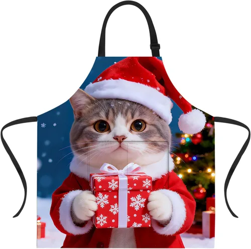 Vista 62 de ANNA QUEEN Delantal de Feliz Navidad para mujeres y hombres con bolsillos, delantal de muñeco de nieve, delantal de cocina ajustable para cocinero