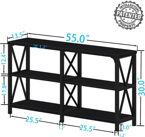 Vista 2 de IBF Mesa consola negra, moderna mesa de sofá detrás del sofá, mesa de entrada industrial para pasillo, sala de estar, mesa de entrada de metal