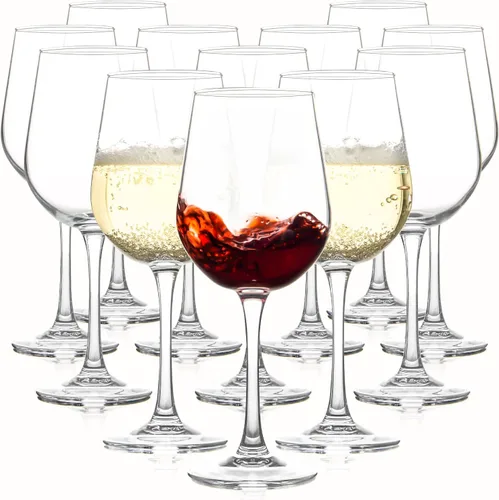 Vista 8 de Juego de 8 copas de vino totalmente templadas, 15.5 onzas, duraderas, aptas para bodas, fiestas, lavavajillas
