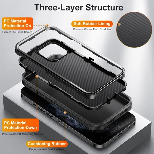 Vista 6 de Funda para iPhone 11 Pro Max para hombre, híbrida a prueba de caídas resistente, resistente, a prueba de golpes, ajuste delgado, funda protectora
