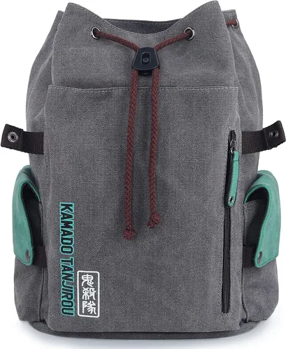 Vista 5 de Roffatide Anime Demon Slayer - Mochila de lona con solapa impresa para laptop