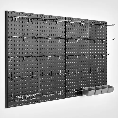 Vista 10 de VEVOR Paneles de metal con clavijas, tablero perforado de 24" x 12", 2 paneles, organizador de pared resistente con accesorios, para sala de estar