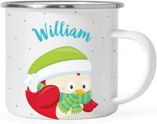 Vista 21 de Andaz Press Taza de café de acero inoxidable con nombre personalizado de 11 onzas para niños, diseño de búho azul festivo, 1 paquete, taza