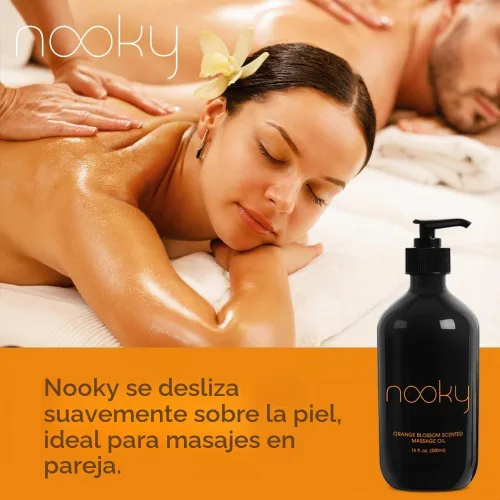 Vista 3 de Aceite de masaje flor de naranja de Nooky Con Jojoba y aceites esenciales. Para un masaje sensual, 16 oz