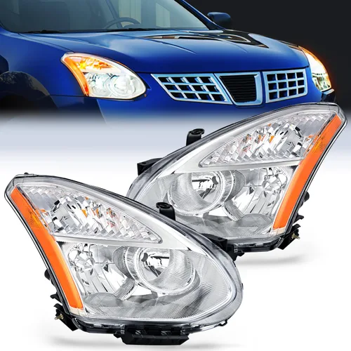 Vista 10 de Ensamble de faro Nilight compatible con Nissan Rogue 2008 2009 2010 2011 2012 2013 2014 2015 Select, lámparas de repuesto con carcasa negra