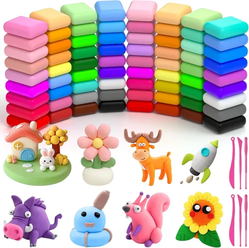 Vista 11 de Ainiv Kit de arcilla seca al aire, 60 colores DIY modelo arcilla mágica