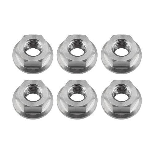 Vista 50 de Tuercas hexagonales Titanium DIN6923 (paso M5 0.03 in, negro) M5 M6 M8 M10 M12 M14 M16 para bicicletas, motocicletas, coches, paquete de 6