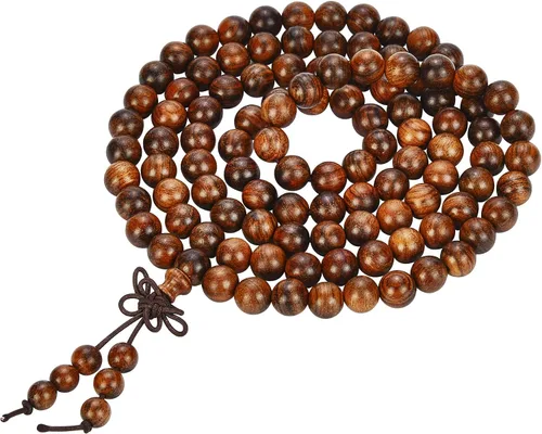 Vista 28 de Mala Beads Pulsera 108 0.315 in Meditación Sándalo Elástico..