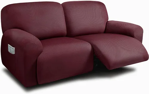 Vista 22 de ULTICOR Fundas para sofá reclinable de 8 piezas, fundas elásticas con hilo teñido para sofá reclinable de 3 cojines, gruesas, suaves y lavables Gris
