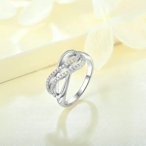 Vista 4 de YL Anillo de compromiso de infinito para mujer, plata de ley 925, joyería de compromiso retorcida de eternidad
