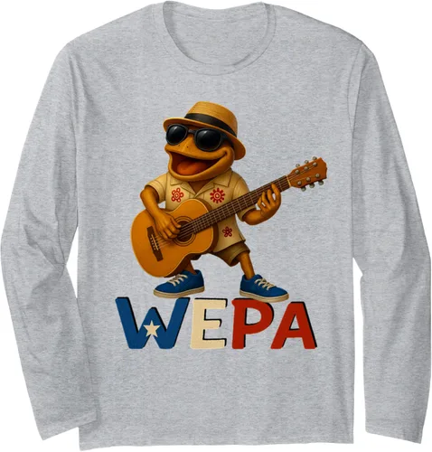 Vista 3 de Playera de manga larga africana Playera Coqui Boricua Puerto Rico Wepa Taino