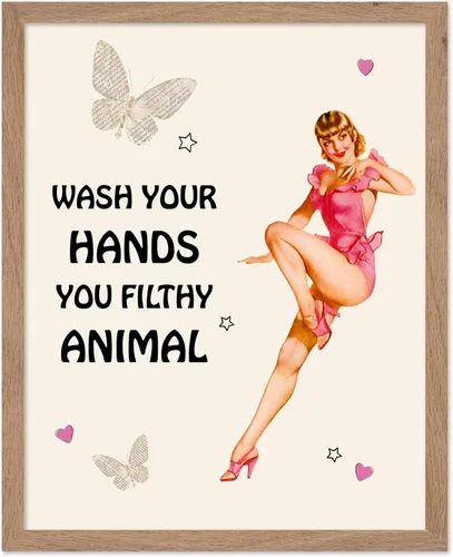 Vista 80 de Poster Master Pin Up Girl Poster - Better Late Than Ugly Print - Butterfly Art - Modern Art - Trendy Art - Gift for Men & Women - Funny Decor for