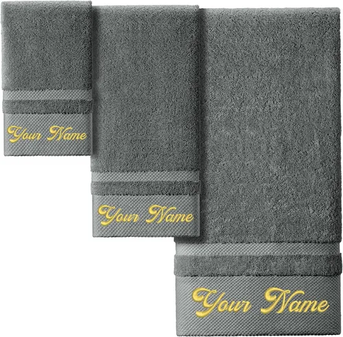 Vista 10 de Toallas de mano personalizadas con monograma para baño, toallas personalizadas con nombres, toallas bordadas de lujo 100% algodón como regalo