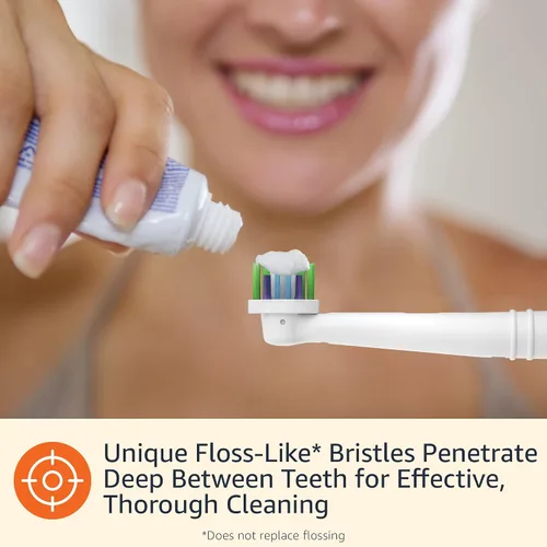 Vista 4 de Amazon Basics Braun Cabezales de cepillo de dientes eléctrico de repuesto, cerdas similares a hilo dental para eliminación de placa, se adapta a