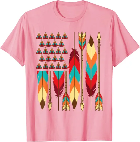 Vista 78 de Native American Bandera - Camiseta de veteranos indígenas del Mes del Orgullo, Negro, S