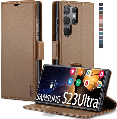 Vista 32 de japezop Compatible con Samsung Galaxy S23 5G - Funda tipo cartera con bloqueo RFID, tarjetero y función atril magnético, funda de piel con tapa