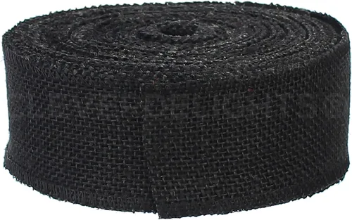 Vista 2 de CleverDelights Cinta de arpillera negra de 2 pulgadas, borde terminado, 25 yardas, tela de arpillera de yute de 2 pulgadas