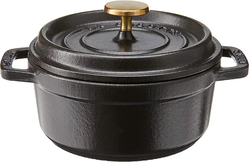 Vista 4 de STAUB - Olla de hierro fundido para horno holandés de 0.5 cuartos, redonda, hecha en Francia, para 1 persona, color negro mate