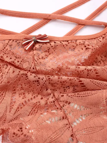 Vista 6 de Milumia Ropa interior de encaje floral para mujer, braga de bikini sin costuras cruzadas
