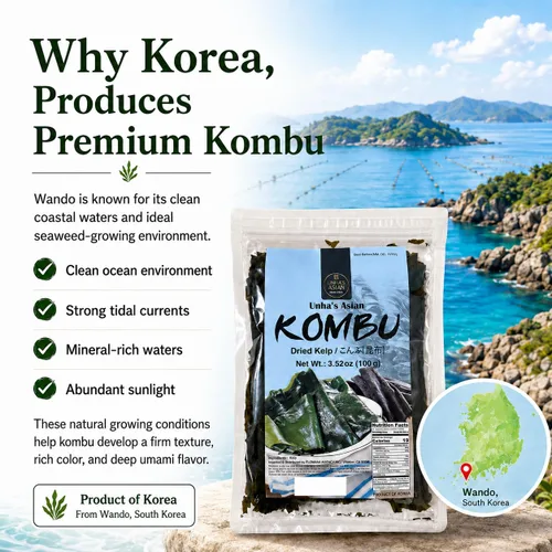 Vista 7 de Unha's Korean Wild Kombu - Kelp seco, 3.52 onzas, producto de Corea Hand-Harvested, Natural, No Added Salt, No MSG, Dashi Broth, Miso Soup, Ramen