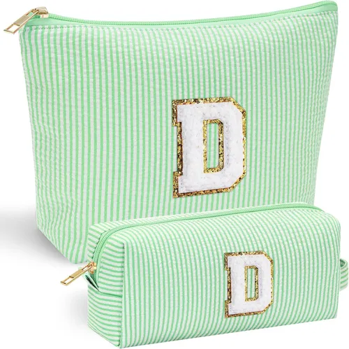 Vista 167 de YOOLIFE Regalos del Día de la Madre para Mujeres, Bolsa de Maquillaje con Iniciales, Bolsa de Maquillaje para Viaje, Bolsa de Maquillaje Negro