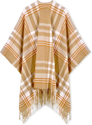 Vista 3 de Moss Rose Chal de viaje para mujer, poncho frontal abierto, capa para otoño e invierno