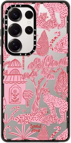 Vista 83 de CASETiFY Funda de impacto para Galaxy S22+ - Adhesivo Aries Moross, color negro transparente
