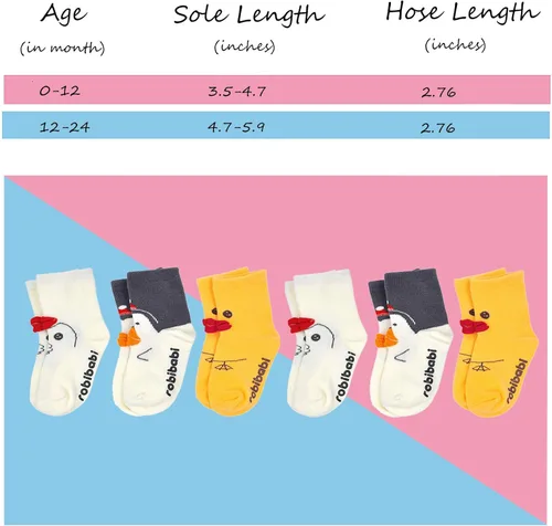 Vista 7 de Calcetines de bebé con agarre antideslizantes para niñas y niños pequeños, calcetines de algodón para tobillo