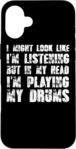 Vista 22 de iPhone 12/12 Pro Might Look Like I'm Listening Playing Drums - Estuche divertido para batería