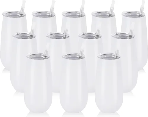 Vista 11 de Paquete de 2 vasos de champán sin tallo, vaso de flauta aislado de 6 onzas, vasos irrompibles de doble aislamiento para amigos, cumpleaños, Navidad