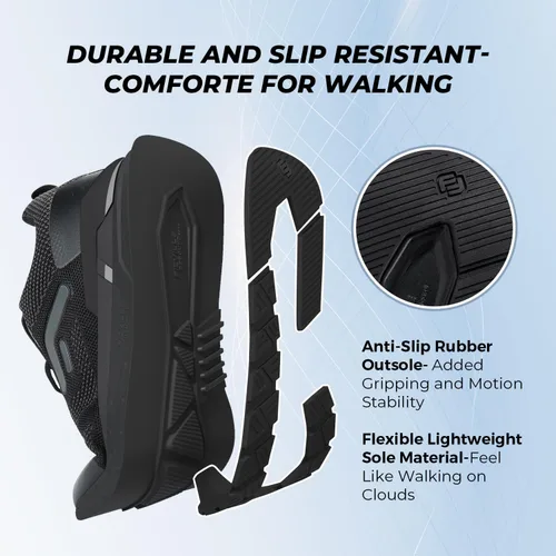 Vista 5 de FitVille Zapatos extra anchos para hombre para caminar todo el día, zapatos deportivos anchos para pies planos, ajuste de arco, alivio del dolor