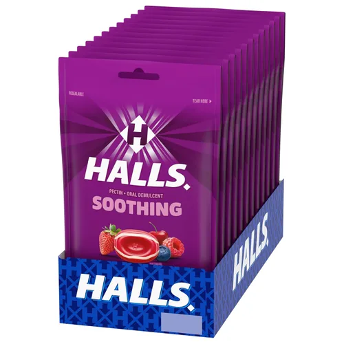Vista 11 de HALLS Gotas de garganta calmantes para la garganta, 12 bolsas de 25 (300 gotas en total)