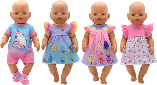 Vista 2 de Paquete de 4 ropa de muñeca para muñecas de 13 a 16 pulgadas, vestido para muñecas de 13 a 16 pulgadas