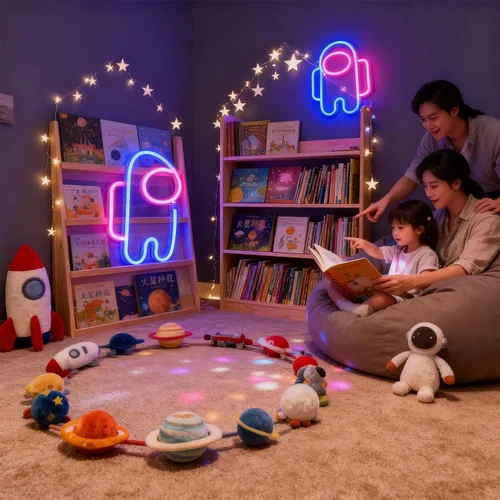Vista 7 de Nordstylee Luces de neón con forma de astronauta para colgar luces de neón decorativas con USB o pilas para el hogar, dormitorio, bar, restaurante
