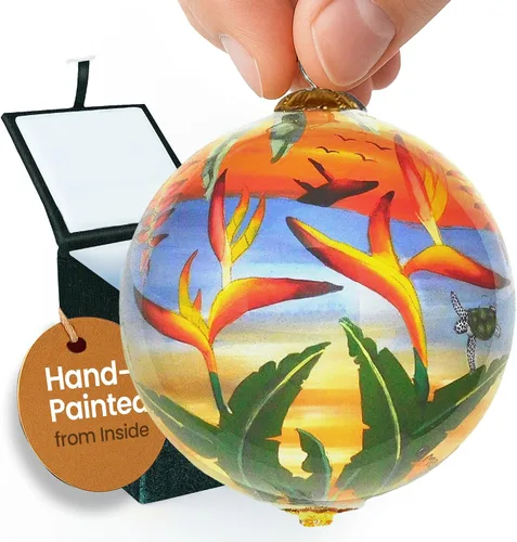 Vista 21 de Hawaiian Beach Life - Adorno hawaiano coleccionable de cristal pintado a mano con caja de regalo NB/H