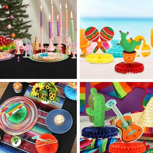 Vista 7 de Preboun 15 piezas de decoraciones de fiesta del Cinco de Mayo, suministros de fiesta mexicana incluyen 6 manteles mexicanos de 54 x 108 pulgadas y 9