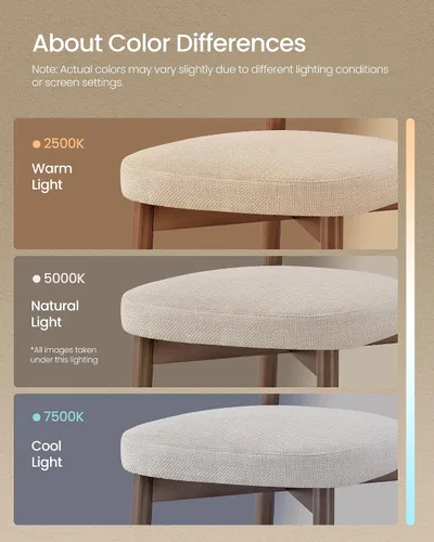 Vista 8 de VASAGLE Juego de 2 sillas de comedor de madera, sillas de cocina tapizadas Cappuccino Beige