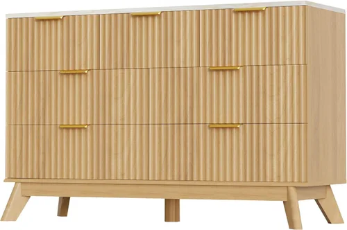 Vista 9 de JUMMICO Cómoda acanalada para dormitorio, 47.2 pulgadas de ancho Roble natural