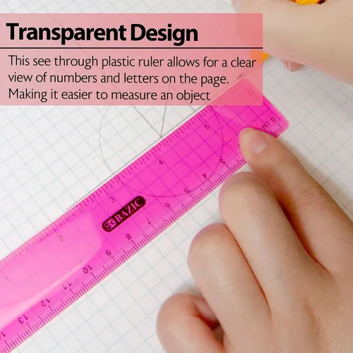Vista 2 de BAZIC Products Regla de plástico transparente de 6 pulgadas, pulgadas