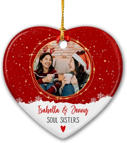 Vista 14 de Adorno de Navidad personalizado con foto de pareja 2025 con cualquier imagen, adorno de Navidad molesto, carga cualquier foto, adorno de cerámica