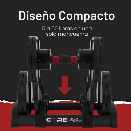 Vista 5 de Core Fitness® Adjustable Dumbbell Weight Set by Affordable Dumbbells