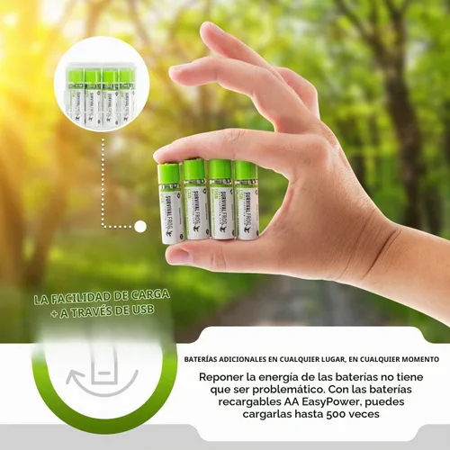 Vista 4 de Survival Frog EasyPower - Baterías recargables USB AA de 1.2 V/1450 mAh de larga duración, doble A USB Co. - (paquete de 4)