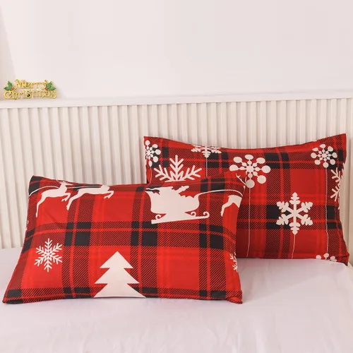 Vista 7 de Mengersi - Juego de funda de edredón de Navidad tamaño Full, funda de edredón con diseño de árbol de Navidad y copo de nieve, funda de edredón