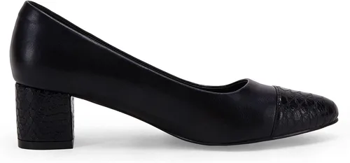 Vista 3 de Zapatos de vestir de mujer con punta cerrada de piel de serpiente, tacón bajo y grueso, para negocios, fiesta, oficina