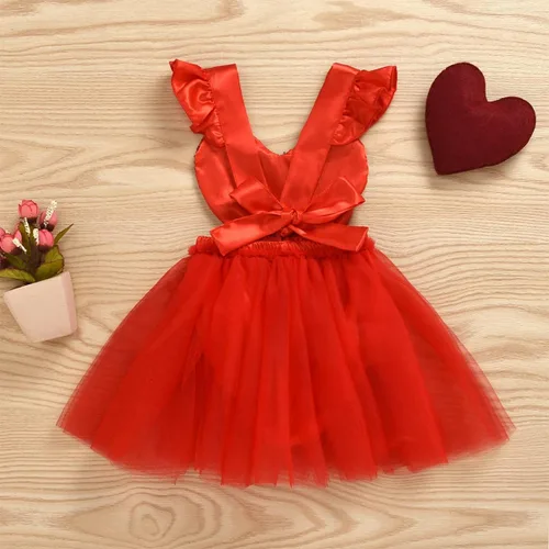 Vista 3 de Newborn Baby Girl 1st Valentines Day Outfit Love Heart Romper Dress with Headband Birthday Photo Shoot