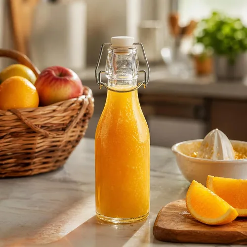 Vista 3 de Restaurantware -Botellas de vidrio con tapa abatible de 9 onzas, 10 botellas de vidrio herméticas con tapas abatibles - Botella pequeña, resellable