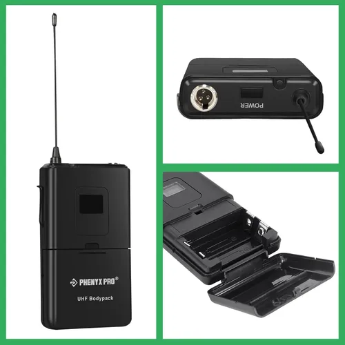 Vista 2 de Phenyx Pro Transmisor inalámbrico BodyPack PTU-4000 911.3MHz, cobertura de operación de 260 pies