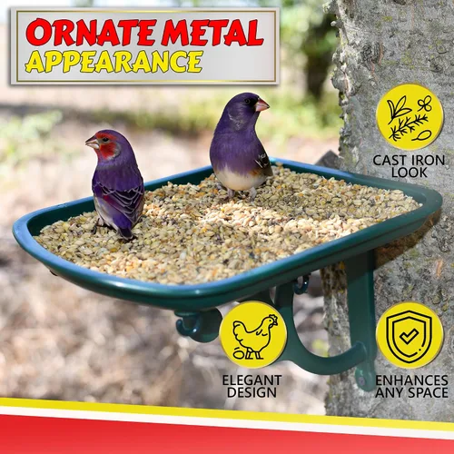 Vista 4 de Comedero para pájaros al aire libre, bandeja para pájaros silvestres y ardillas para exteriores, cardenal, pinzón, cardo, pájaro carpintero, pájaro