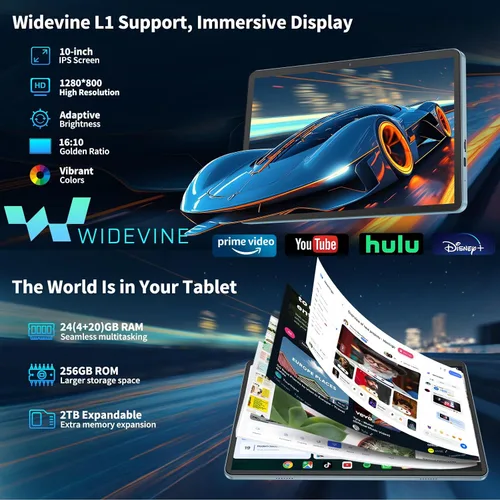 Vista 2 de Tablet Android 15 de 10 pulgadas, tableta 2026 con teclado, 24GB+256GB+2TB Expand, tabletas 2 en 1 con Gemini AI, Octa-Core, 8000mAh, WiFi 5G