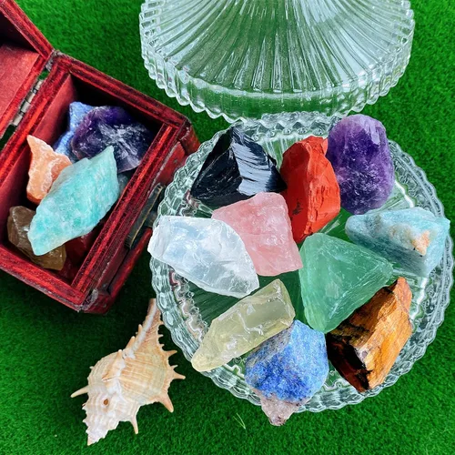 Vista 3 de QINJIEJIE Varias piedras de cristal en bruto 10 colores piedras de cristal curativas 1" piedras preciosas grandes a granel para voltear, cabinas